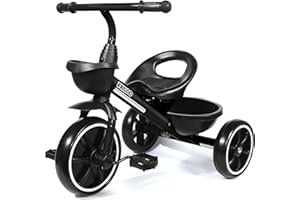 KRIDDO Dreirad ab 2 Jahre, Dreirad für Kinder von 24 Monate bis 5 Jahre, Kinderdreirad Lauflernhilfe, Geschenk für Kleinkinder von 2-4 Jahren, Dreiräder, Schwarz