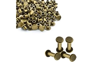 Trimming Shop Chicago Rivetti a vite a testa piatta, in ottone resistente, resistente per rilegatura di libri, arte, artigianato, fai da te, decorazioni in pelle, bronzo, 9 mm x 20 mm, 10 pezzi