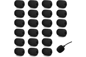 BEIIEB 22 Stück Schaumstoff-Mikrofon-Kopfhörer, kleiner Geräuschfilter, Hülle aus dickem Anti-Strahl-Schaumstoff für Mikrofon, Lavalier-Kopfhörer, Mini-Größe (schwarz)