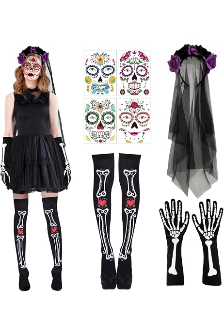 Costume Halloween Femme Robe Dentelle Longue Avec Voile - Style Mariée Fantôme, Pour Cosplay, Soirées