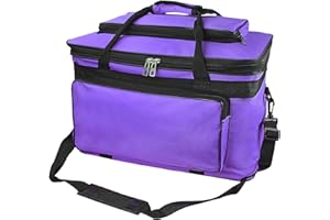 IPENNY Large Art Storage Bag Waterproof Premium Heavy Duty Spacious Carry Tote Bag Drawing Tool Organizer with Handle Shoulder Strap for Palette Paints Brushes Pencil Sketchbook (Purple)