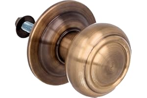 Amig Mod. 53 - Pomello Rotondo per Porte esterne di Ingresso, Diametro Maniglia: Ø 70 mm, Ottone, Include Vite e Dado di Fissaggio, Base Ø85 mm, Altezza 73,5 mm