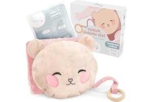 Oli-Melo Bouillotte Bébé Anti Colique Rose - Chaud & Froid - Soulage Bobos & Ballonnements - Certifié CE, Pack d'Argile Anneau de Dentition Inclus Ceinture Doudou en Peluche, Nourrisson et Nouveau-né