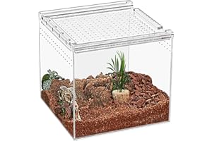 KAKOOTI Reptile Terrarium,17 x 17 x 15 cm Reptile Zuchtbox, magnetisches Acrylgehäuse, für Tarantula, Einsiedlerkrabbe, springende Spinne, Iguane, Leopard Gecko, Bartdrache, Insekt, Mantis, Skorpione