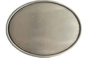 JEAN'S FRIEND Fibbia per cintura personalizzata in bianco ovale stile vintage, Argento anticato., Large