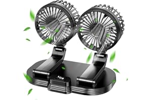 YeahBoom Auto Ventilator,5V USB Doppelkopf Autolüfter,360° Grad Drehbar mit 2 Geschwindigkeiten,Tragbarer Autolüfter,KFZ Lüfter,USB Kühlungs Luftventilatoren für Auto Home Office