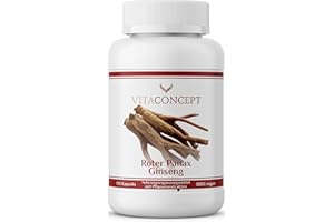 ‎VITACONCEPT PRAXIS FÜR ANTI-AGING-MEDIZIN Vitaconcept | Roter Panax Ginseng Extrakt 600 mg (20% Ginsenoside) | echter koreanischer Ginseng | vegan | 120 Kapseln | laborgeprüft