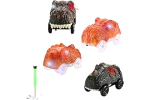 Save Unicorn Tracks Cars only Replacement, Race Cars for Tracks Glow in The Dark, Racing Car Track Accessories with 3 Flashing LED Lights, Compatible with Most Tracks for Kids Boys and Girls-4pack