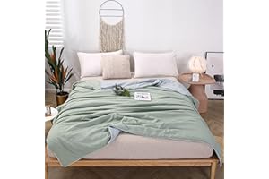 ‎QUCOVER Qucover Sommer Bettdecke aus Baumwolle und Mikrofaser, Dünne Steppdecke 150x200cm für Einzelbett, Sommerbettdecken ohne bezug nutzbar, Leichte & Weiche Sommerdecke, Wendedesign Grün & Grau