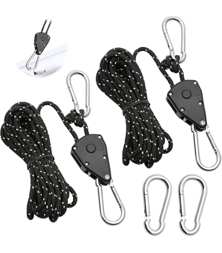 Lot De 4 Cliquets De Corde Réglables 4mm X 4m - Poulies Rétractables Avec Crochets Pour Tentes, Camping Et Auvents