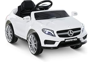 HOMCOM Voiture électrique Enfants sous Licence Mercedes Benz GLA AMG, véhicule électrique 3 Ans avec télécommande 2,4 GHz, MP3 USB, lumières et Sons, Ouverture de Portes, Blanc