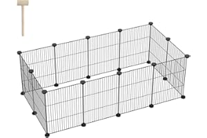 FUNLAX Pet Playpen, Small Animal Cages, Puppy Pen, 12 Panels Metal Wire Animals Play Pen, DIY Pet Exercise Fence Indoor Outdoor Enclosure for Rabbit, Guinea Pig, Turtle, Hedgehog Black(30x40CM/panel)