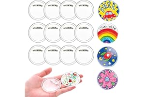ZSRVAJ 12 Pcs Badge Making Kit, Reusable Badge Maker, Clear Badges for Birthday Badges Party, Make Your Own Badges for Wedding Memorial Gifts Handmade Gifts at Home School Office