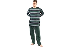 TRAMAS+ Pijama Algodón de Hombre con Manga Larga y Pantalón Largo, Primavera y Otoño, Conjunto de Ropa para Dormir, Cintura Elástica, Regalos para Hombre