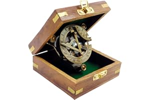 KHUMYAYAD Meridiana in ottone con bussola nautical vintage replica meridiana con scatola in palissandro