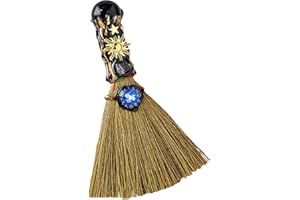 BIBYKIVN Balai d'autel de sorcière en Cristal – Balai Magique de sorcière Fait Main, avec des Cristaux naturels d'améthyste pour la guérison et des Signes du Zodiaque, Méditation & Guérison (Capricorne)