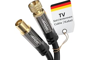 KabelDirekt – 2m Câble HDTV SAT/TV (75 ohms, connecteur F > connecteur coaxial, câble coaxial, TV, HDTV, radio, DVB-T2, DVB-C, DVB-S)