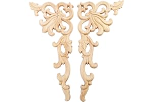 MUXSAM Set di 2 modanature angolari in legno intagliato a destra + sinistra (1 pezzo ciascuno) in stile europeo per porte non verniciate