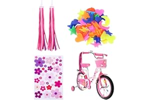 Bomiclss Kids Bike Streamers Bike Spoke Beads Bike Flowers Stickers Set, Kids Bike Accessories for Scooter's tricycle's bike's Handlebars, Colorful Ribbons Tassel for Girls Bike Decorations