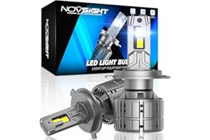 NOVSIGHT Bombillas H4 LED para Coche 40000LM 800% Blanco Brillante para Faros 200W LED Faros 6500K Blanco Bombilla Halógena de Repuesto y Kit de Xenón,12V