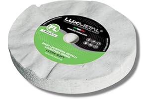 Lux Metal Disco Lucidatura Ultra Soft 200 mm In Cotone Flanella Dischi Per Lucidare A Specchio Alluminio Cromature Metalli Acciaio Inox Ruota Lucidante Mola Ottone Rame Legno Marmo Plexiglass Argento