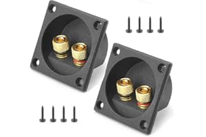HENGBIRD 2 Pezzi Nero 2 Vie Altoparlante Box Terminale Binding Post, Speaker Box Terminal Binding Post Subwoofer Terminale tazza Cassa Gold Banana Binding Post, Connettori a Molla Rotondi per Subwoofer