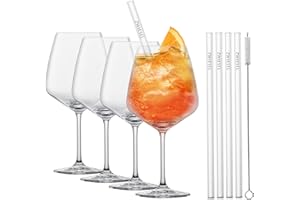 SCHOTT ZWIESEL After Work Drinks, set di 4 bicchieri da cocktail, 4 cannucce di vetro e 1 spazzola di cotone, bicchieri in cristallo Tritan lavabili in lavastoviglie, Made in Germany (art. 130014)
