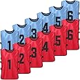 HUIOP Practice Sports Vest 12 PCS Adults Soccer Pinnies 2 Colors Quick Drying Football Team Jerseys Youth Sports Scrimmage Soccer Team Training Numbered Bibs Practice Sports Vest