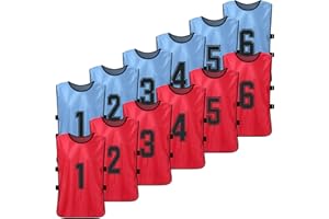 ERYUE Gilet, 12 PCS Adultes Football Pinnies 2 Couleurs Séchage Rapide Maillots D'équipe De Football Sport pour Jeunes Scrimmage Équipe De Football Entraînement Bavoirs Numérotés Pratique Sport Gilet