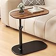 AYES Lifting Side Table 360° Swivel C Shaped End Table - TV Tray Table Narrow Side Table Laptop Desk for Living Room Bedroom Bedside Nursing Sofa Reading Study Snack Tea Coffee Couch (Rustic Brown)