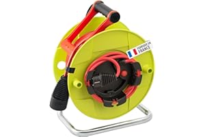Brennenstuhl Enrouleur de câble Standard avec rallonge supplémentaire (50m de câble H05VV-F 3G1,5, utilisation temporaire en extérieur, fabriqué en France) 1180751 Vert