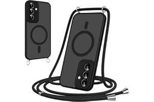 Woijrly Magnetische Handyband mit Band für Samsung Galaxy S24 Hülle - Necklace HandyHülle Durchscheinende mit Kameraschutz, justierbarer und Abnehmbarer Kette, Crossbody Magnet Clear Cover, Schwarz