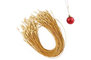 VEYLIN 100 Pcs 20cm Christmas Ornament Hanger String, Rope Fasteners Hooks Snap Lock String for Xmas Ornament Hanging Decorations (Glod)