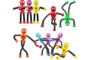 MECHANIKER 10 Stück Saugnapf-Roboter-Spielzeug für Kinder, formverändernde sensorische Pop-Röhre, Schreibtischdekoration für Klassenzimmer, Büro, Party, Geburtstag, Reise, Geschenk für Jungen und Mädchen
