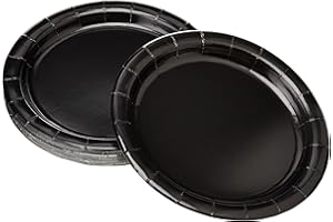 UNIQUE Black Solid Round Paper Dessert Plates (17cm) 20 Count - Vibrant Paper Plates for Parties and Events, Perfect for Appetizers, Snacks, and Desserts