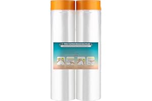 LLPT Nastro e drappo Pellicola per mascheratura pre-nastrata | 270cm (non piegata) x 20m | ciascuna Confezione da 2 | panni per verniciatura a spruzzo per pareti auto Protezione da polvere (MFT2702)