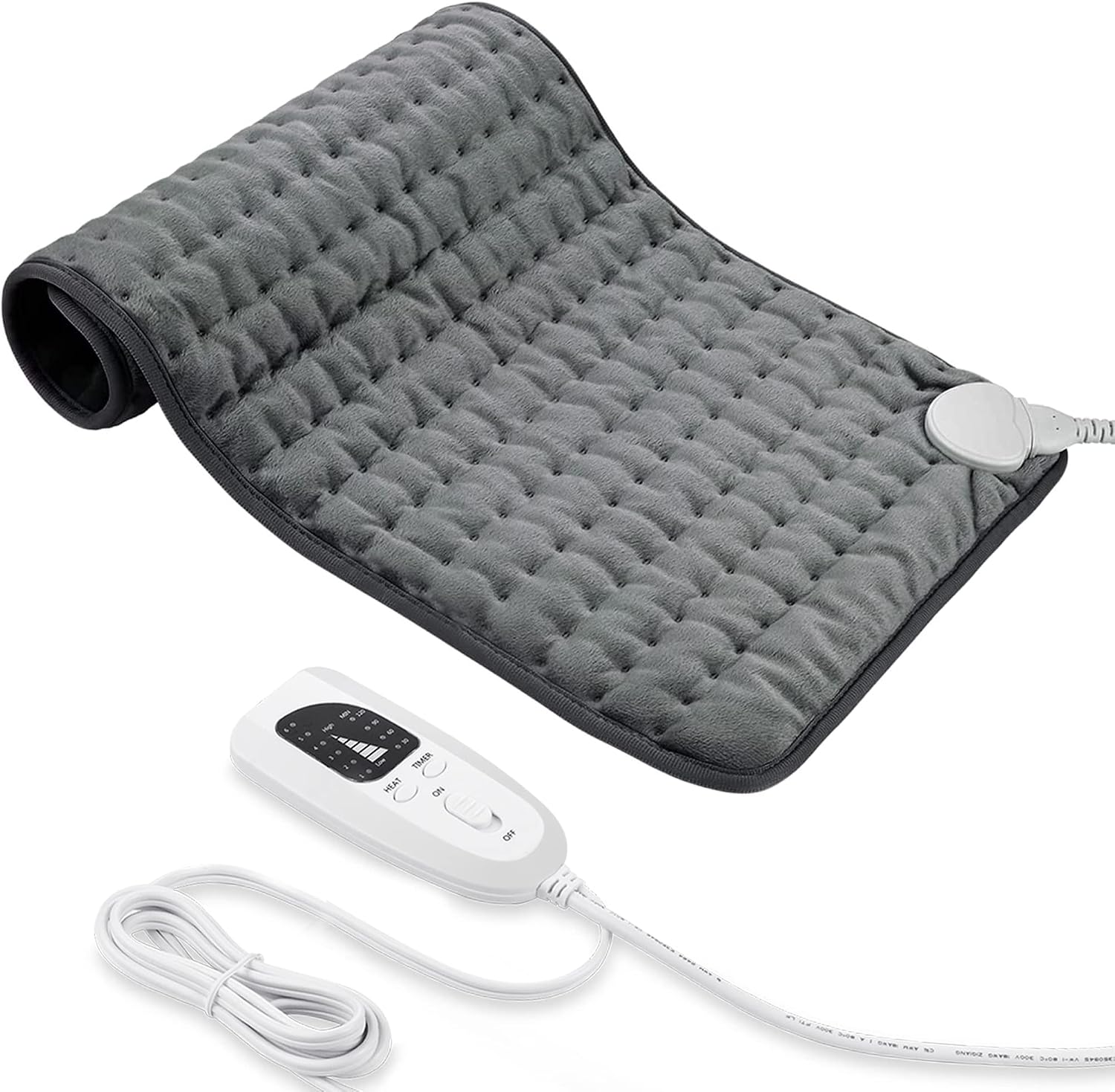 Manta Electrica，Almohadilla TéRmica,Almohadilla De Calefacción EléCtrica Con Apagado AutomáTico Y 6 Temperaturas Almohadilla De Calefacción (Gris Oscuro, 30x60cm)
