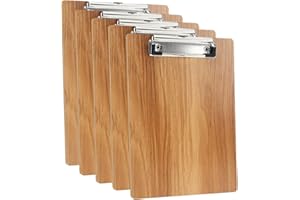 DONGLI (5 Stück) A5 Klemmbrett Holz A5,Schreibbrett Klemmbretter mit Metalklemme und Aufhängeose, Schreibplatte für Büro,Restaurant,Schule