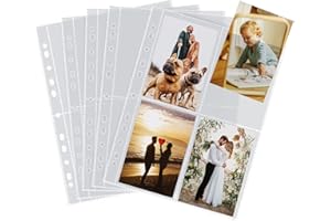 GOSIRM Prospekthülle Sammelhüllen IN 10,8 x 15,2 cm, Transparent Robust Fotohüllen 130µ für Ordner und Ringbuchalben, 4 Fächer Postkartenhüllen mit Eurolochung, 30 Hüllen