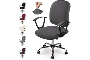 EOZAKAVOD Pokrowiec na Krzesło Biurowe, Dzielona Ochronna Pokrowiec na Krzesło Biurowe, Jacquard Pokrowiec na Krzesło Komputerowe, Uniwersalne Pokrowiec ze Stretchu(Nie Zawiera Krzesła) (Ciemnoszary,1 Sztuki)-Y