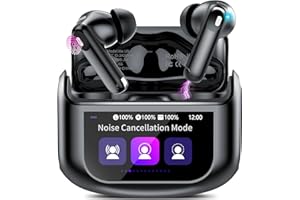 Thunelec Deep Black Wireless Ear Buds, 2025 Mini Bluetooth Headphones,Smart Touch Screen Earbuds Wireless with 5 EQ Modes