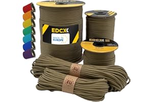 Paracord EdcX de 4 mm, más de 35+ Colores sólidos (10 m, 15m, 30m, 50m, 100m, 300m) | Ideal para Camping, al Aire Libre | Cuerda 100% Nailon 4mm | Cuerda Tactica 550 Tipo III