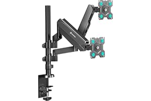 ‎ONKRON ONKRON Podwójne ramię monitora o przekątnej 13" do 32" - czarny kolor czarny uchwyt monitora na biurko 16 kg - Uchwyt na ekran PC z maks. VESA 100 x 100 - Uchwyt ekranu komputera biurkowego G140-B