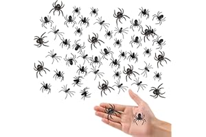 AJUNLKVDR 50 Pcs Araignée Halloween,Araignée Plastique,Fausse Araignée Réaliste,Decoration Halloween Interieur,Araignées Sauvages de Simulation Réalistes,D'Intérieur,Décoration de Table Gonflable