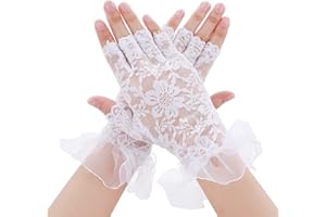 Yolev Ladies Lace Gloves Sunblock Bridal Lace Gloves Courtesy Summer Gloves for Wedding Opera Dinner Tea Parties
