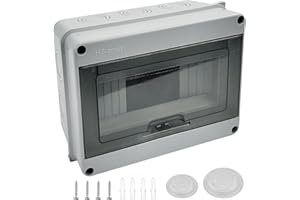 QINGLEE Coffret Electrique Etanche Exterieur IP65, 8 Modules, IP65 ABS de Surface en Plastique, Boite de Boitier Etanche Electrique Exterieur, Armoire de Contrôle, Boitier de Jonction