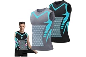 GOZYLA Debardeur Homme, Débardeurs Compression Corset Amincissant Tee Shirt sans Manche Hommes Gynécomastie Gaine Gilets Sport Mise Forme Ionique