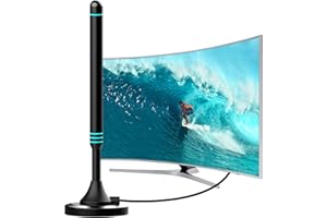SZKALAK Antenne TV Intérieure – Antenne TNT HD Numérique DVB-T/T2, Compatible VHF/UHF, Base Magnétique Puissante, Facile à Installer pour Maison et Appartement, Câble Coaxial 5m