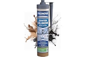 Pronova Premium Sanitär Silikon Bahamabeige - Silikon Bad Dusche Küche Sanitärbereiche Hochelastisch, Vergilbungsfrei, Langzeitschutz, UV-beständig - Silikon zum Abdichten 280ml - Made in Germany