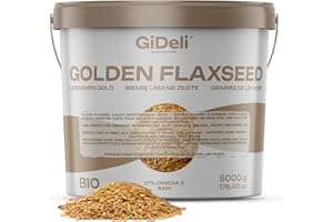 GiDeli Graines de lin dorées 5 kg de graines brutes entières oméga-3 et fibres, idéales pour les smoothies, les céréales, la pâtisserie et les salades (5000 g)